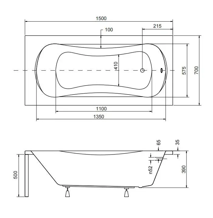 Ванна акрилова BESCO PMD PIRAMIDA ARIA 150x70